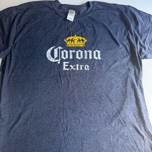 Corona Men's Heather Blue Tee with Yellow Logo XL